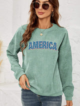 AMERICA Graphic Dropped Shoulder Sweatshirt - Trendsi - Flyclothing LLC