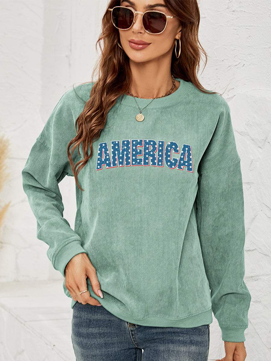 AMERICA Graphic Dropped Shoulder Sweatshirt - Trendsi - Flyclothing LLC