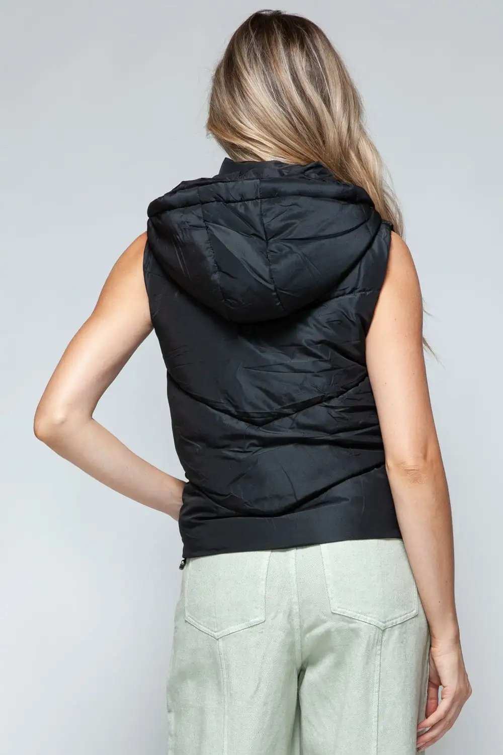 Snobbish Zip Up Quilted Hooded Vest - Trendsi - Flyclothing LLC