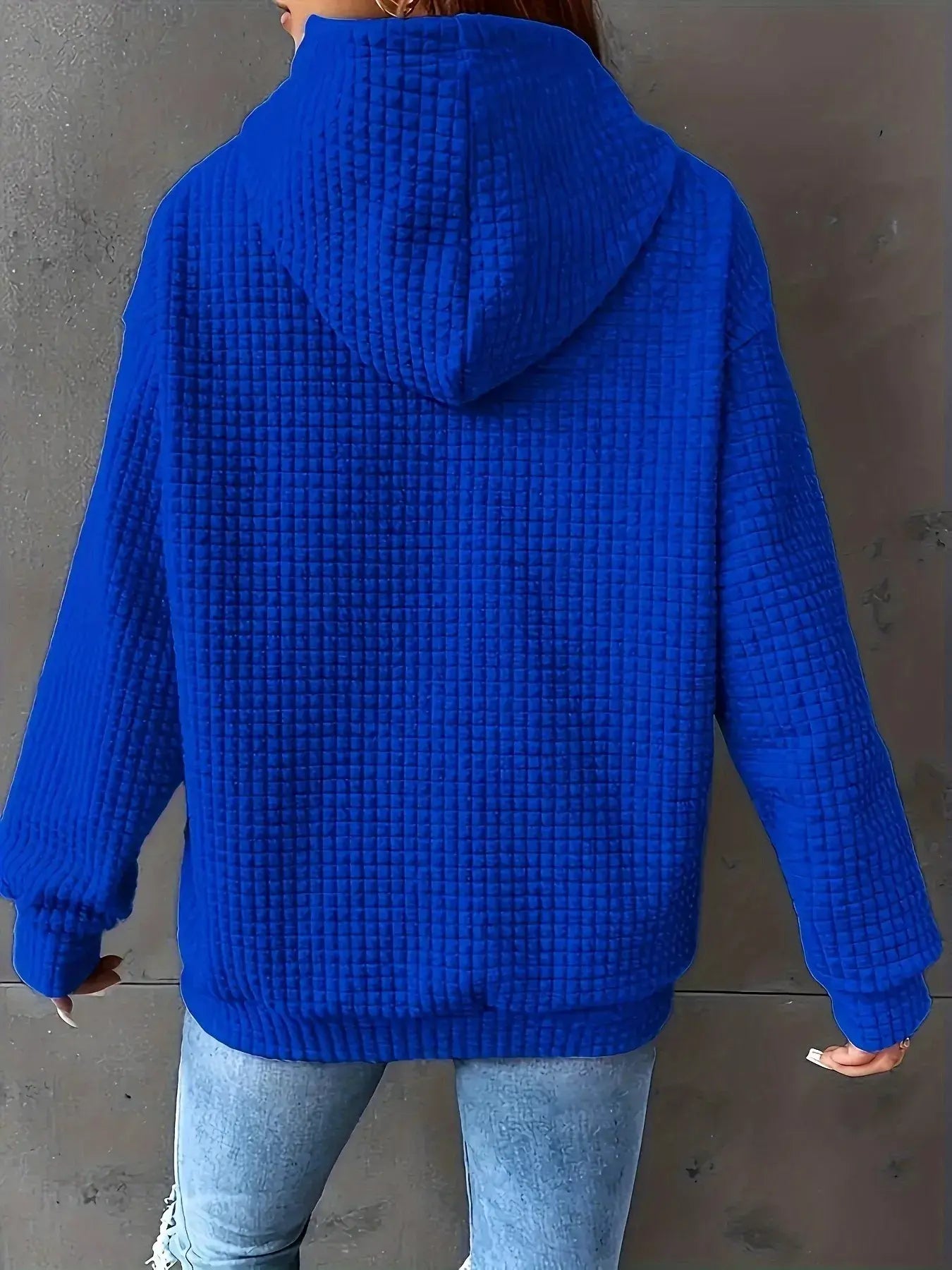 Textured Knit Drawstring Hoodie - Trendsi - Flyclothing LLC
