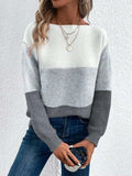 Color Block Boat Neck Sweater - Trendsi - Flyclothing LLC