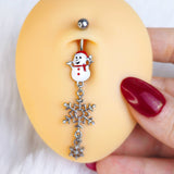 Hooray For Snow Snowman Dangle Belly Ring
