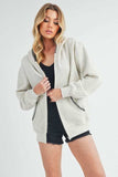 Aemi + Co Contrast Trim Zip Up Hoodie Jacket - Trendsi - Flyclothing LLC