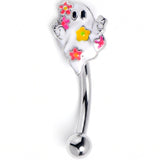 16G 5/16 Floral Ghost Halloween Curved Eyebrow Ring