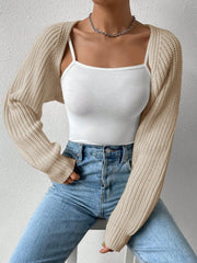 Honey Open Front Long Sleeve Cropped Cardigan - Trendsi