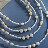 Titanium Steel Glass Bead Pearl Necklace - Trendsi - Flyclothing LLC