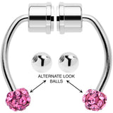 Pink Gem Magnetic Septum Ring Horseshoe Non-Pierced Fake Nose Ring Set