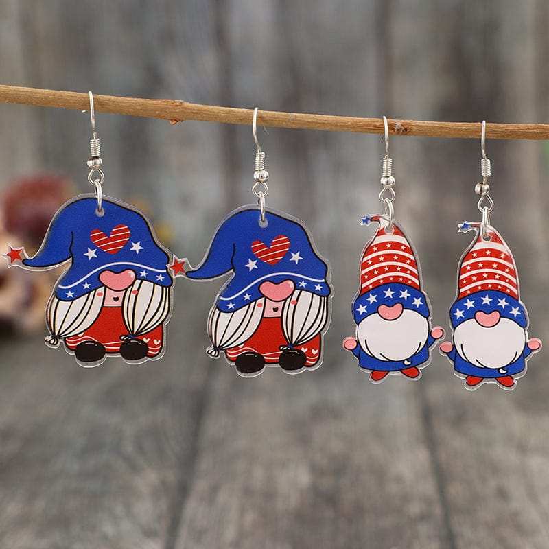 2 Pair Acrylic Gnome Earrings - Trendsi - Flyclothing LLC