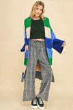 Davi & Dani Color Block Kimono Sleeve Open Front Cardigan - Trendsi - Flyclothing LLC