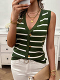 Striped V-Neck Knit Tank - Trendsi - Flyclothing LLC