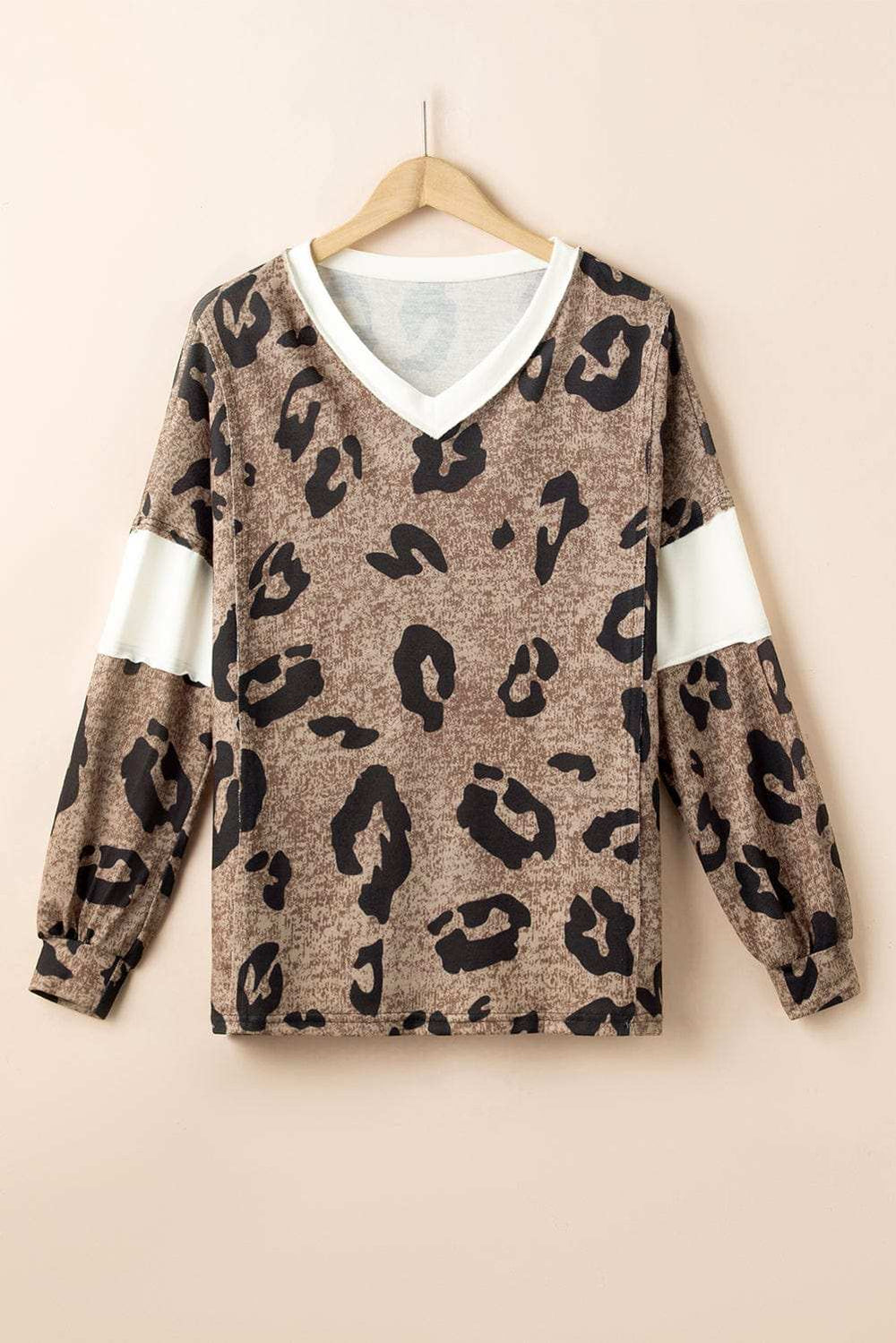 Leopard V-Neck Long Sleeve Blouse - Trendsi - Flyclothing LLC