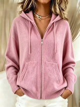 Zip-Up Hooded Knit Cardigan - Trendsi - Flyclothing LLC