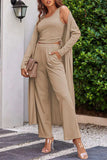 Drawstring Tank, Long Sleeve Cover Up and Pants Set - Trendsi - Flyclothing LLC