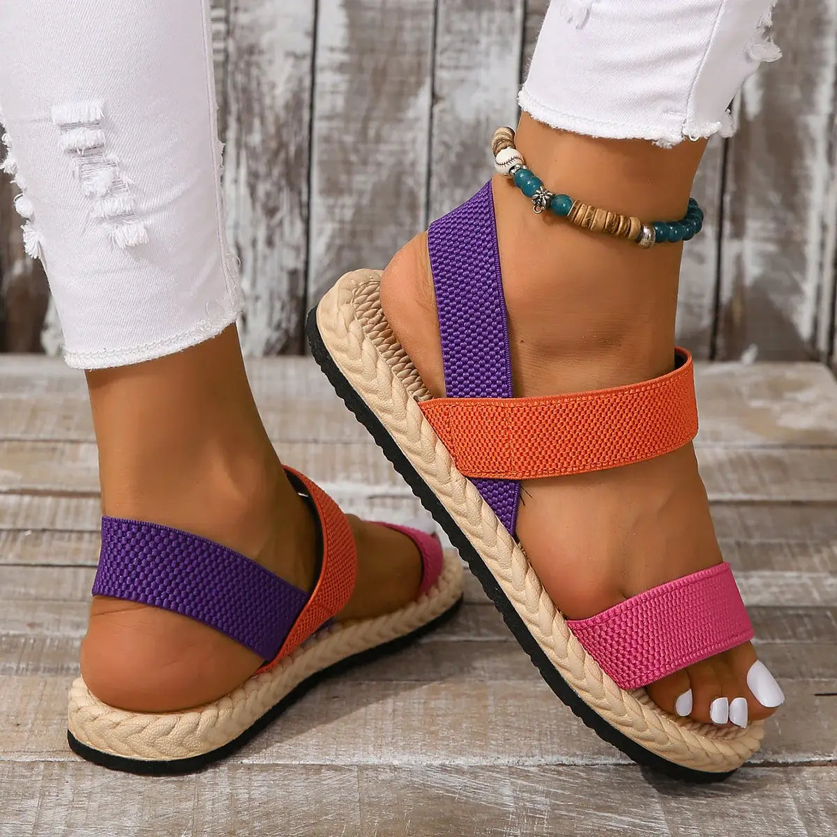 Open Toe Flat Sandals - Trendsi - Flyclothing LLC