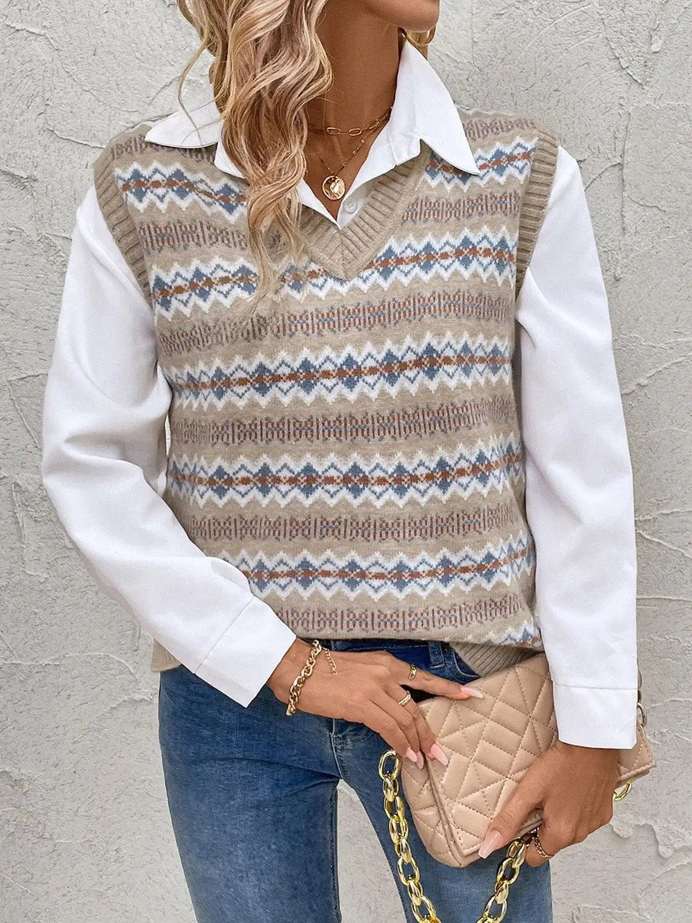 Perfee V-Neck Sweater Vest - Trendsi