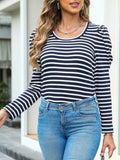 Striped Round Neck Long Sleeve T-Shirt - Trendsi