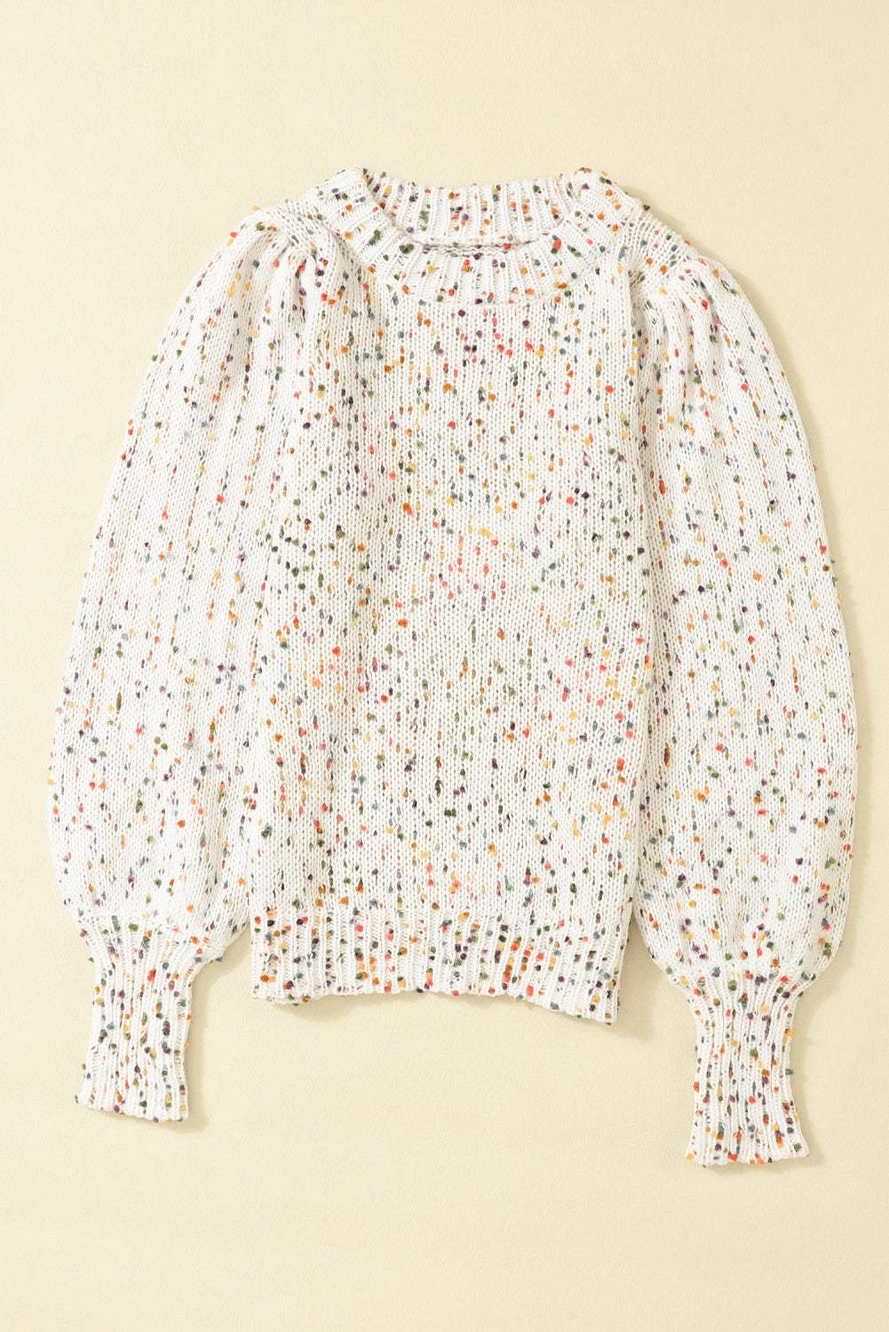 Confetti Round Neck Long Sleeve Sweater - Trendsi - Flyclothing LLC