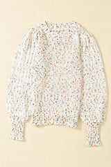 Confetti Round Neck Long Sleeve Sweater - Trendsi - Flyclothing LLC