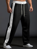 Men's Full Size Drawstring Contrast Wide Leg Pants Plus Size - Trendsi