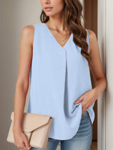 Full Size Ruched V-Neck Tank - Trendsi - Flyclothing LLC