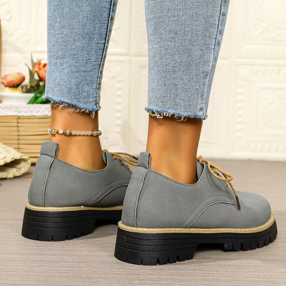 Lace-Up Platform Loafers - Trendsi - Flyclothing LLC