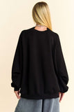 Davi & Dani Round Neck Raglan Sleeve Sweatshirt - Trendsi