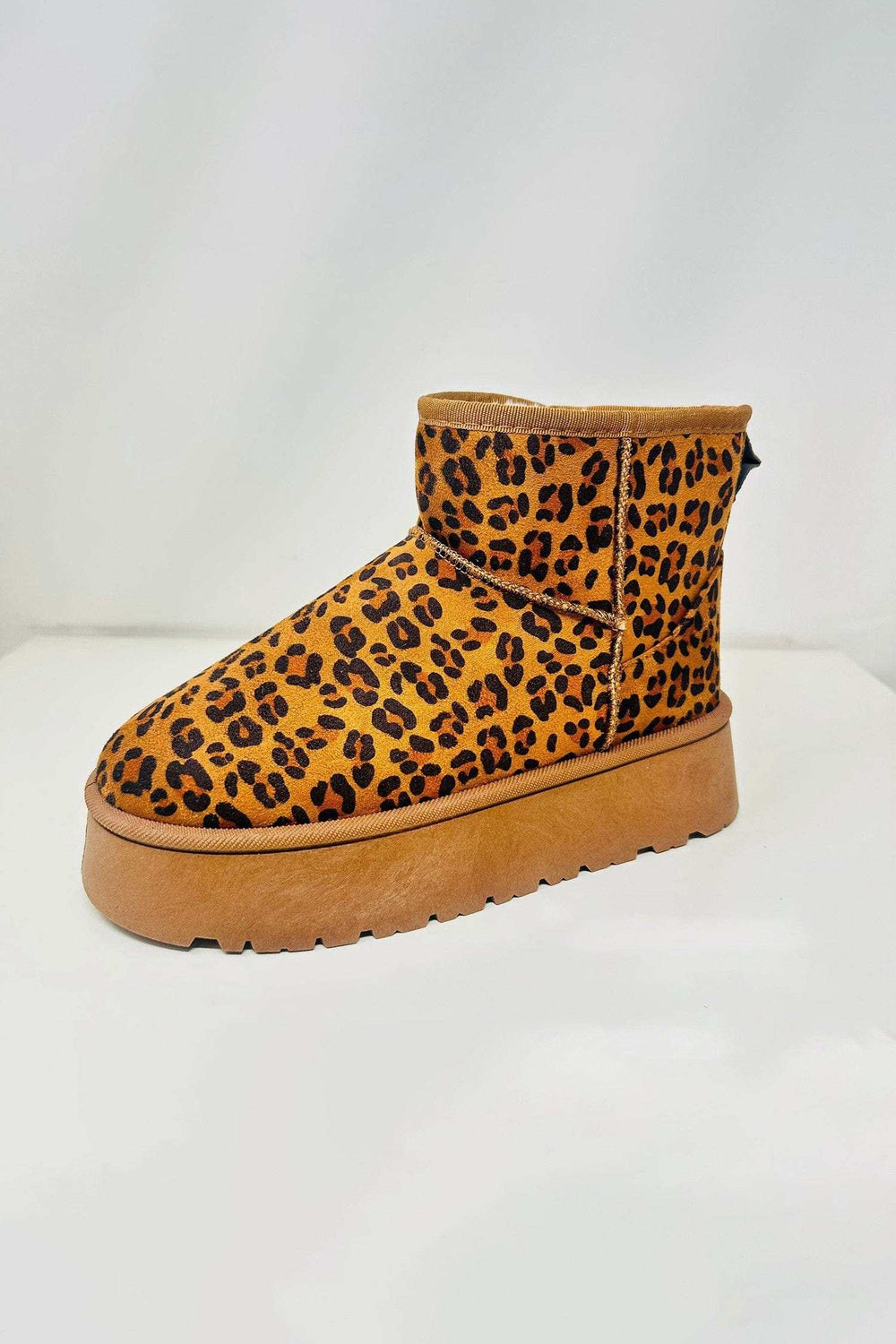 WILD DIVA Thermal Furry Leopard Platform Booties - Trendsi - Flyclothing LLC