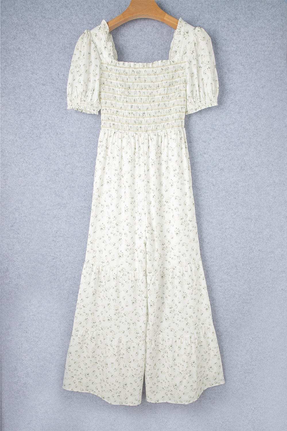 Smocked Printed Short Sleeve Jumpsuit - Trendsi - Flyclothing LLC