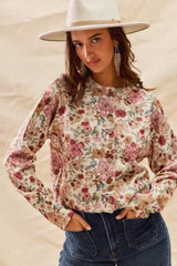 SO ME Floral Print Button Front Sweater Cardigan - Trendsi - Flyclothing LLC