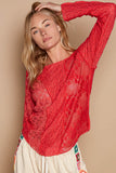 POL Exposed Seam Long Sleeve Lace Knit Top - Trendsi