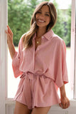 Tied Button Up Collared Neck Romper - Trendsi