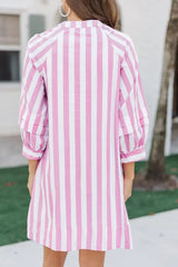 Striped Notched Mini Dress - Trendsi - Flyclothing LLC
