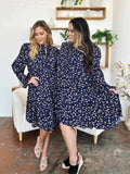 Double Take Full Size Printed Ruffle Hem Long Sleeve Tiered Dress - Trendsi - Flyclothing LLC