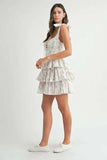 MABLE Floral Print Shoulder Tie Layered Mini Dress - Trendsi - Flyclothing LLC