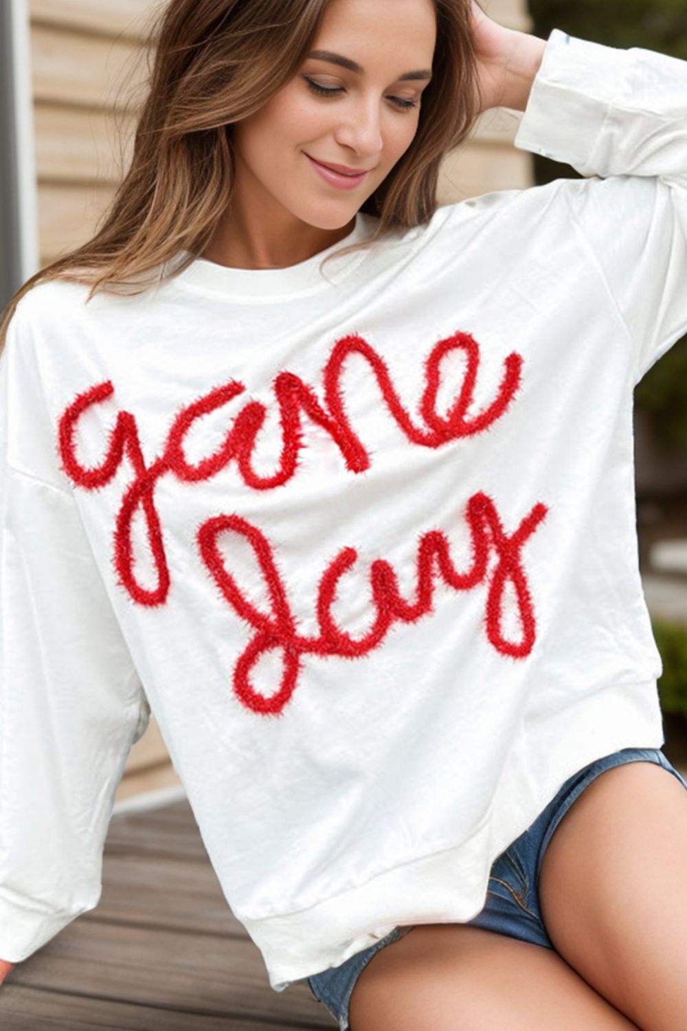 Round Neck Long Sleeve Sweatshirt - Trendsi - Flyclothing LLC
