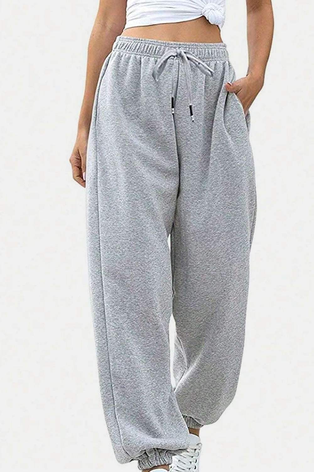 Elastic Waist Joggers with Pockets - Trendsi - Flyclothing LLC