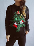 Christmas Tree Round Neck Long Sleeve Sweater - Trendsi - Flyclothing LLC