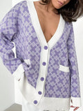 Geometric Pattern Button-Down Cardigan - Trendsi - Flyclothing LLC