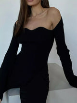 Ribbed Knit Sweetheart Neckline Sweater - Trendsi - Flyclothing LLC