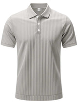 Men's Full Size Ribbed Short Sleeve Polo Plus Size - Trendsi - Flyclothing LLC