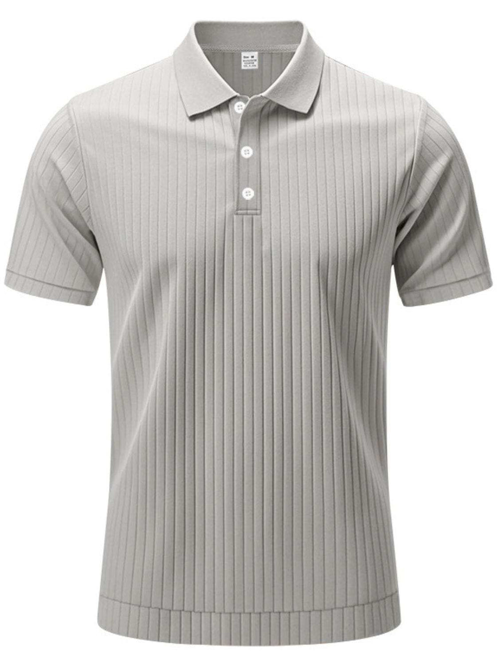 Men's Full Size Ribbed Short Sleeve Polo Plus Size - Trendsi - Flyclothing LLC