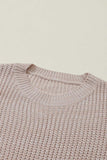 Cable-Knit Round Neck Dropped Shoulder Sweater - Trendsi - Flyclothing LLC