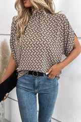 Tie Back Slit Half Sleeve Blouse - Trendsi - Flyclothing LLC