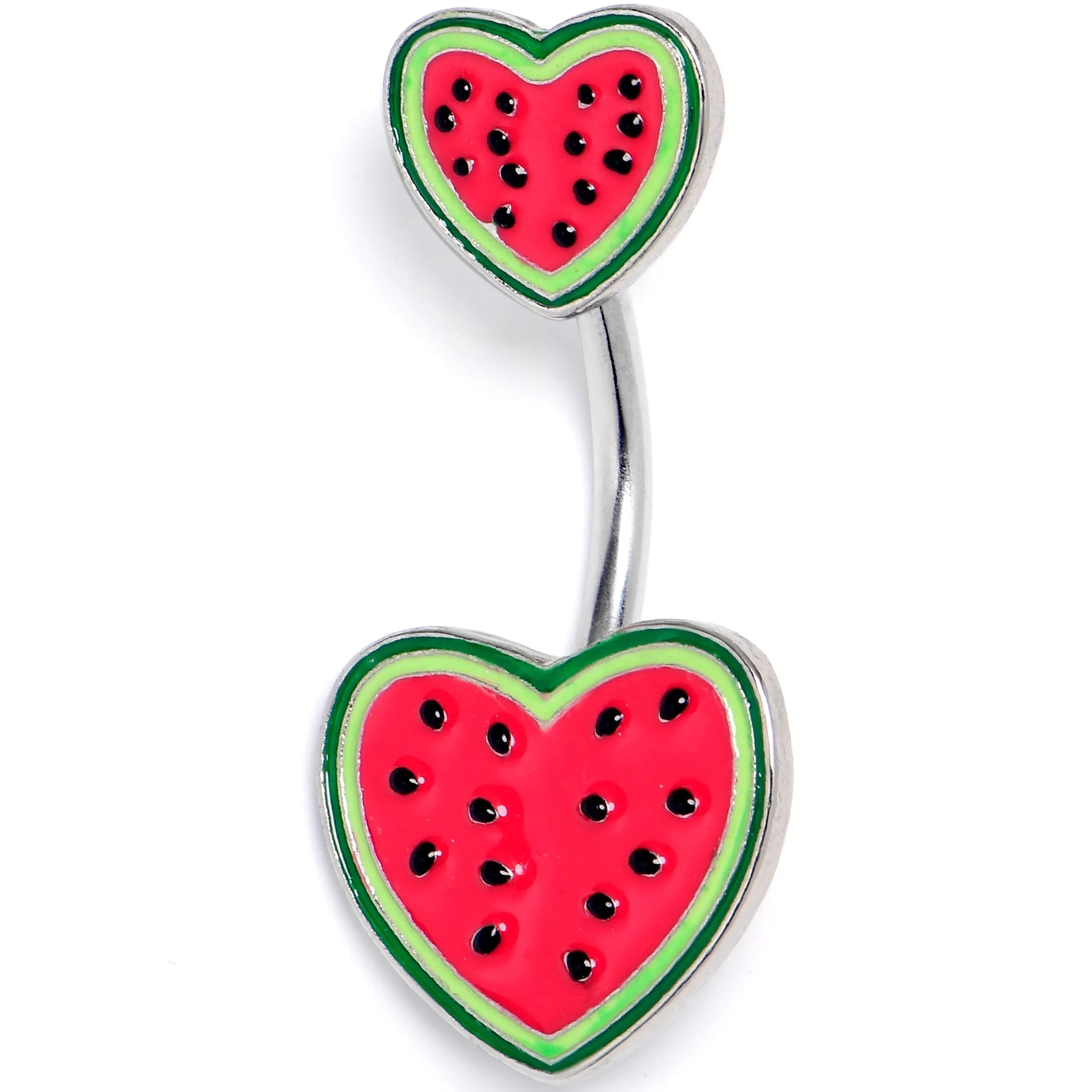 Watermelon Hearts Double Mount Belly Ring - BodyCandy - Flyclothing LLC