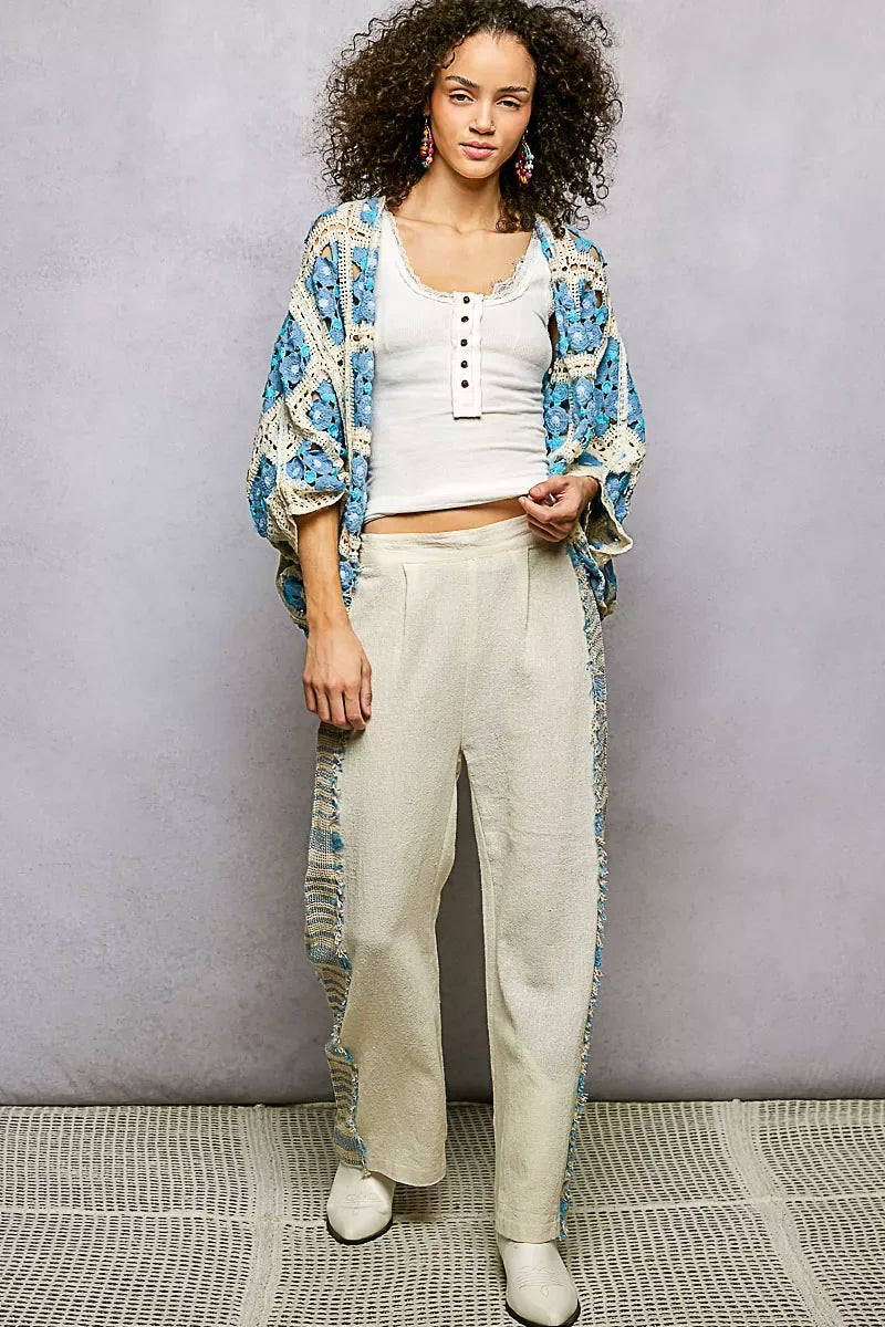 POL Open Front Floral Crochet Cardigan - Trendsi - Flyclothing LLC