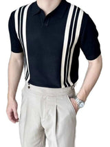 Men's Plus Size Contrast Collared Neck Short Sleeve Polo - Trendsi - Flyclothing LLC