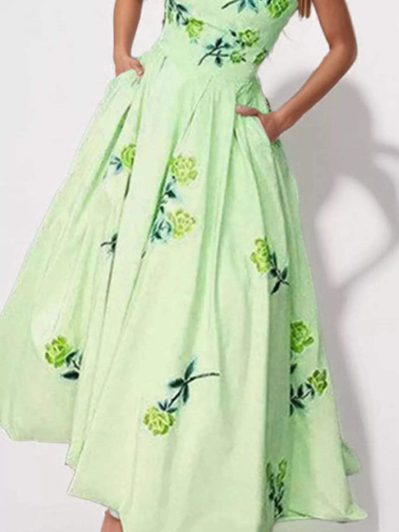 Floral Print Tube Maxi Dress - Trendsi - Flyclothing LLC