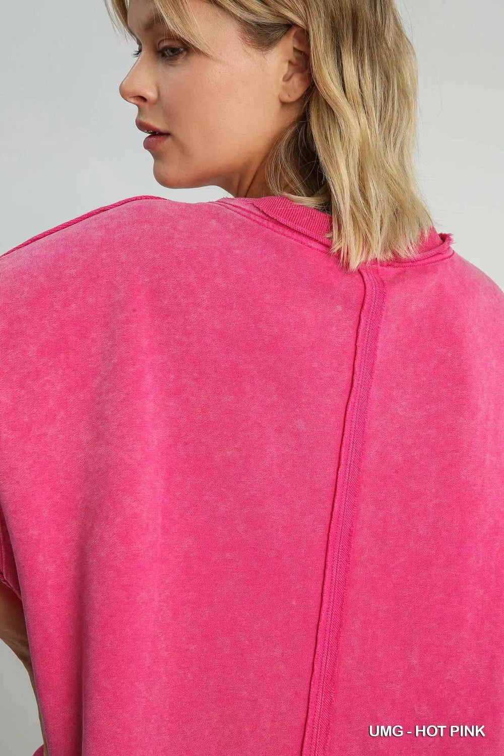 Umgee Mineral Wash Round Neck Top - Trendsi - Flyclothing LLC