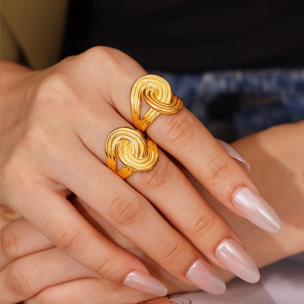 18K Gold-Plated Twisted Ring - Trendsi