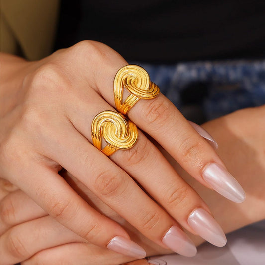 18K Gold-Plated Twisted Ring - Trendsi